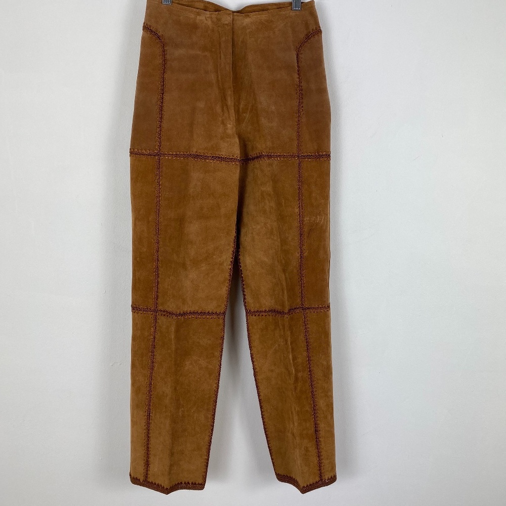 Vintage SMH leather suede pants camel size 6 women